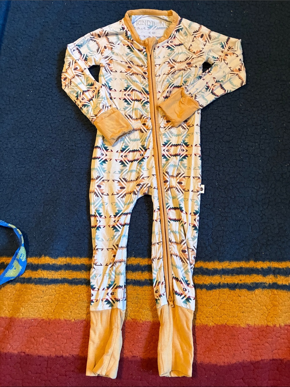 Kindthing Aztec Print One-Piece Pajamas in Mustard